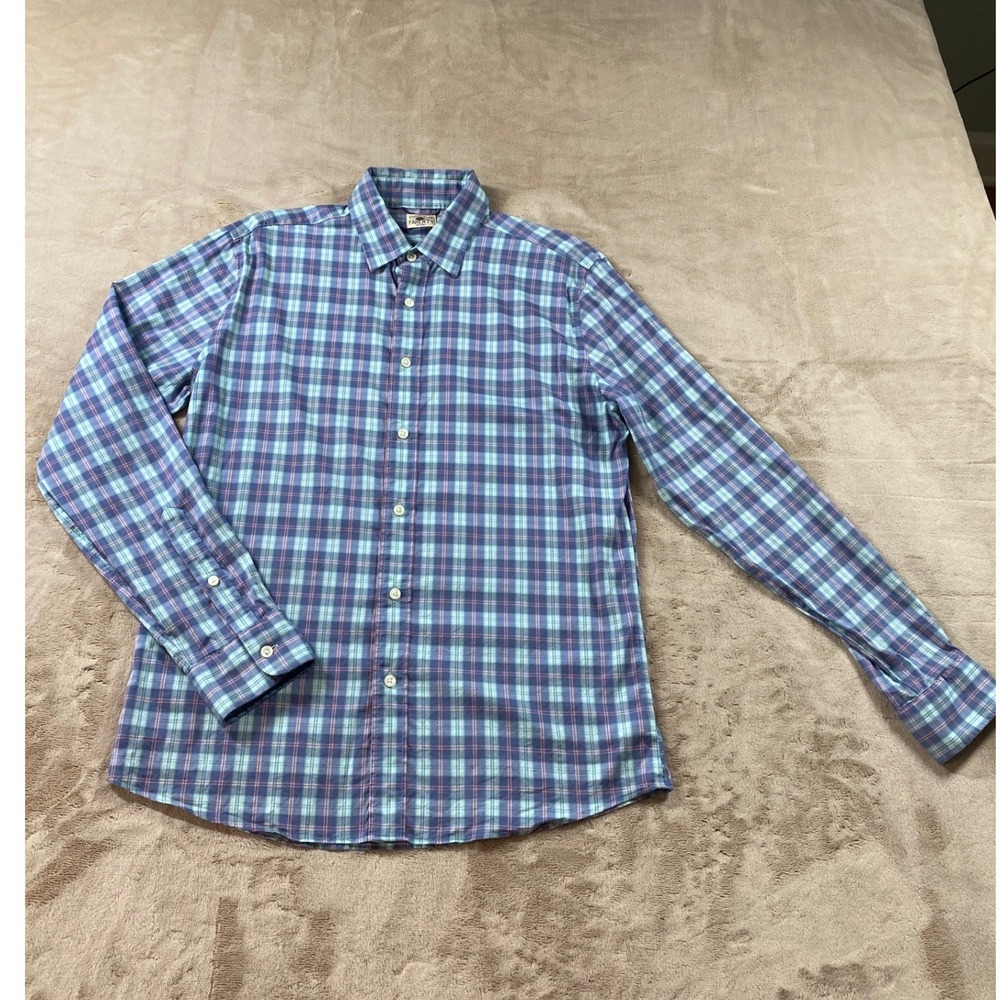Faherty The Movement Shirt Mens Medium Ocean Drive Plaid LS Button Down